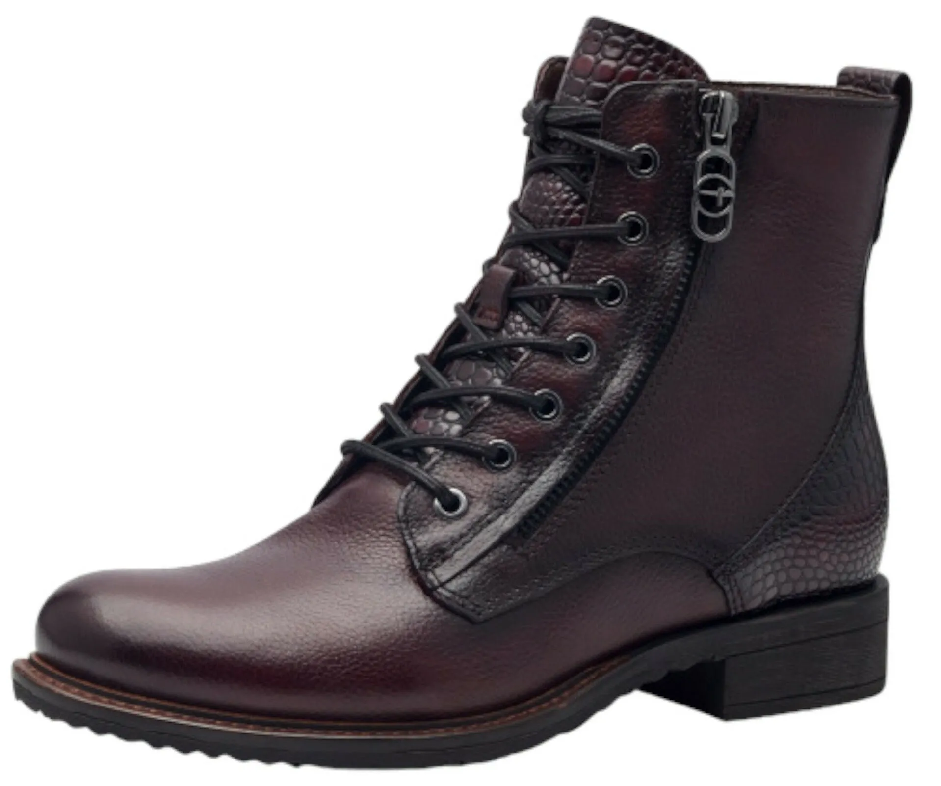 Damen Sportliche Stiefelette 1-25211-43 Rot 549 Bordeaux Leder/Synthetik