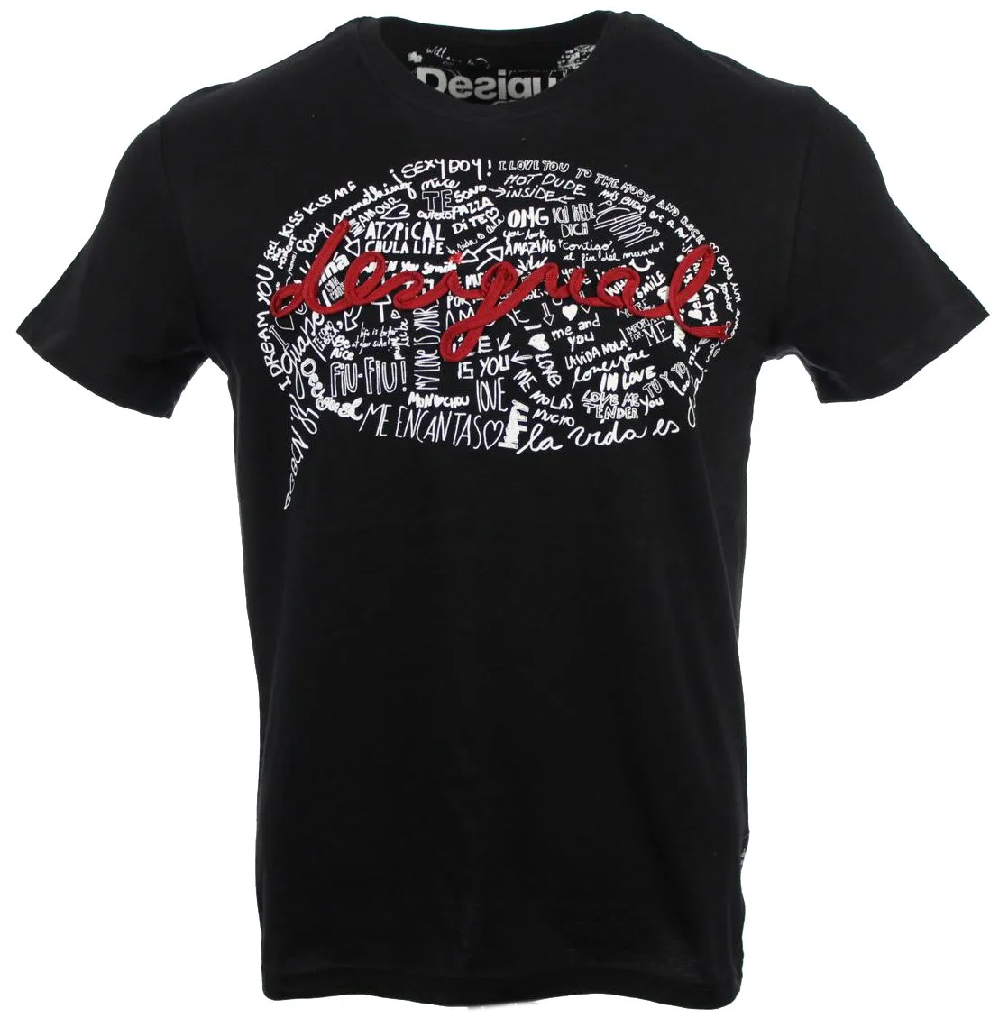 Desigual Rundhals T-Shirt - Schwarz