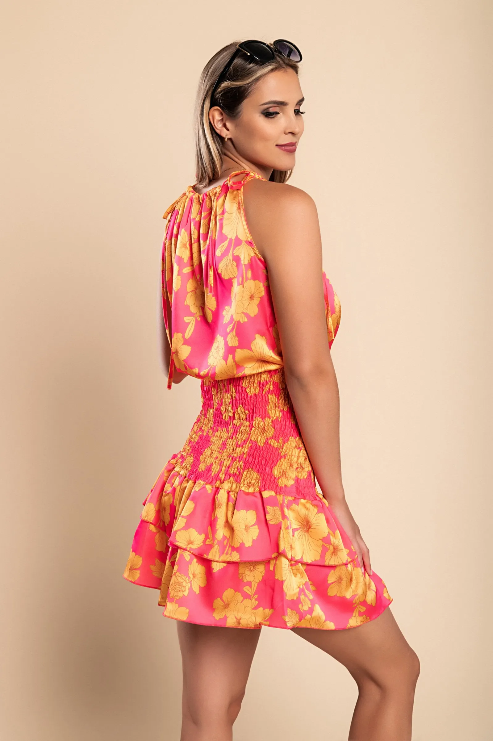 Elegantes Minikleid mit Print Torsa, fuchsia