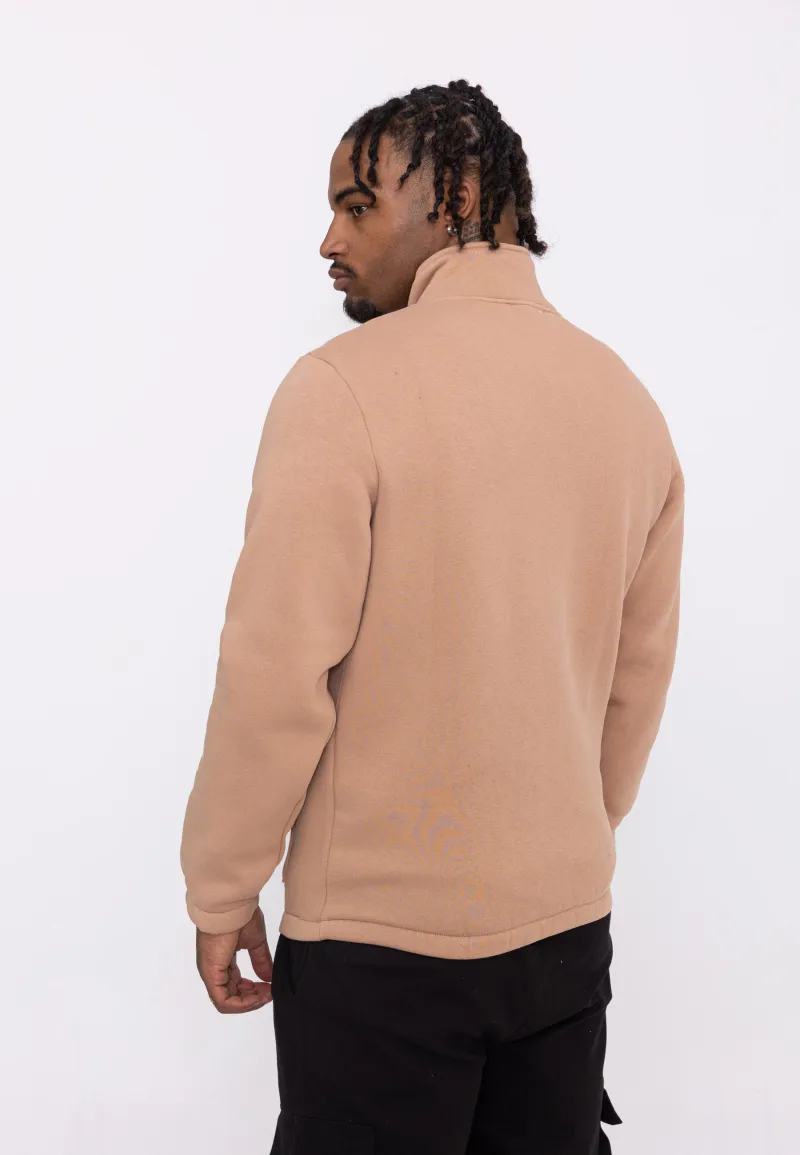 Fleece-Sweatshirt mit Trucker-Kragen mit Reißverschluss