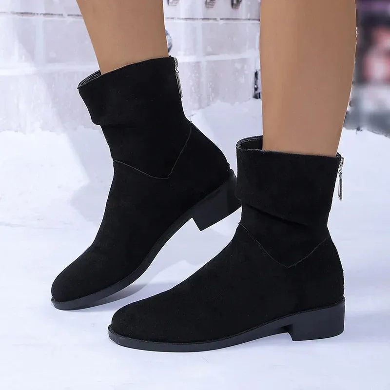 Heidi-Mode | Damen Stiefeletten mit mittelhohem Absatz und Reißverschluss hinten