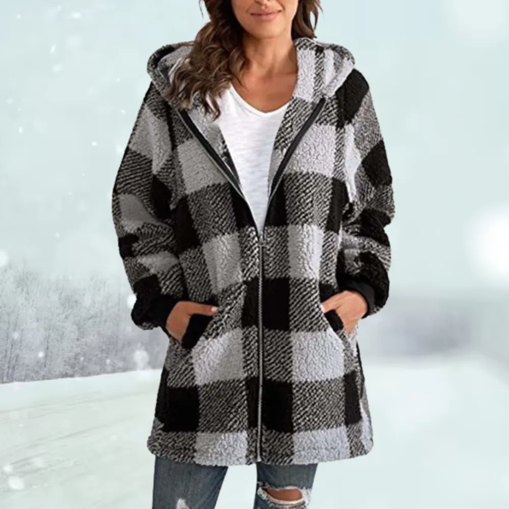 Heidi-Mode | Kariertes Jacke Mit Kapuze Wintersaison