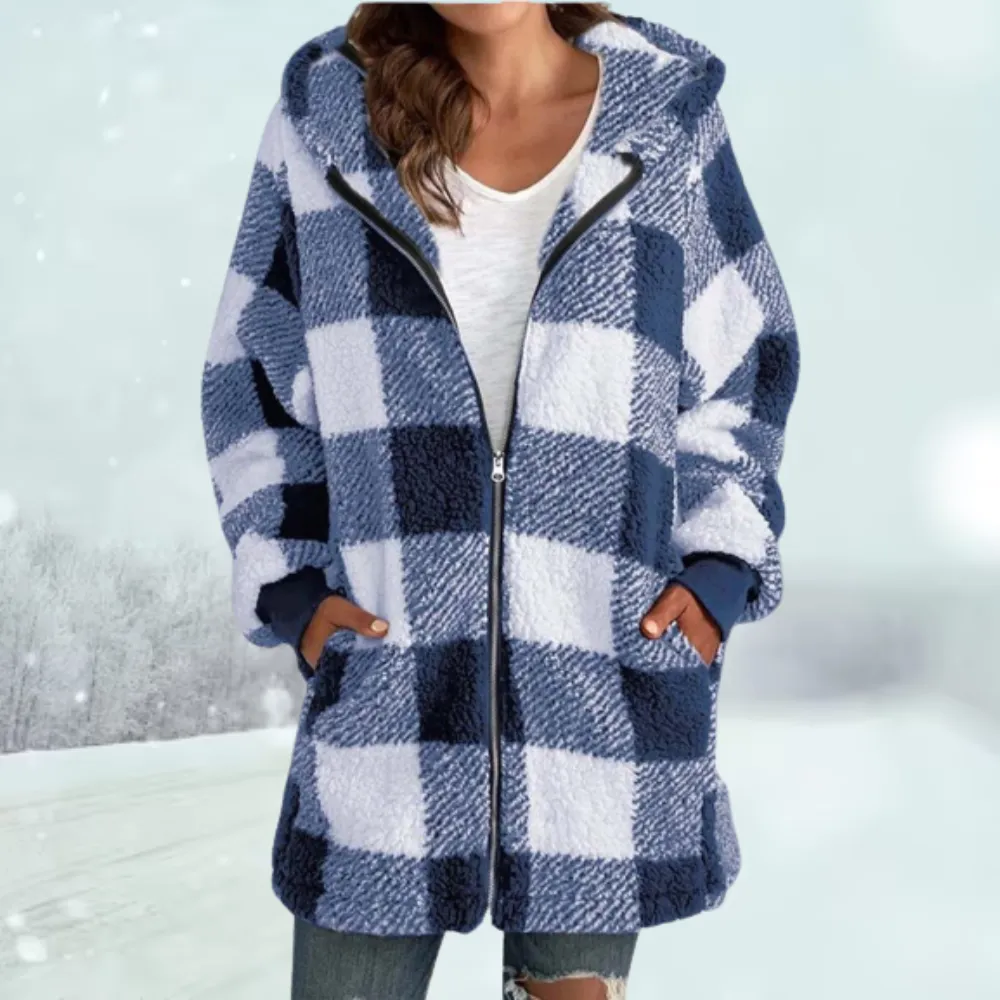 Heidi-Mode | Kariertes Jacke Mit Kapuze Wintersaison