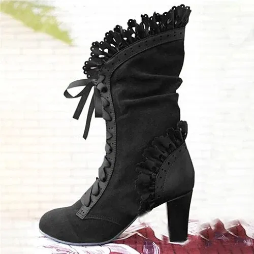 Heidi-Mode | Wildleder Cowboy Stiefeletten Mit Absatz Für Frauen