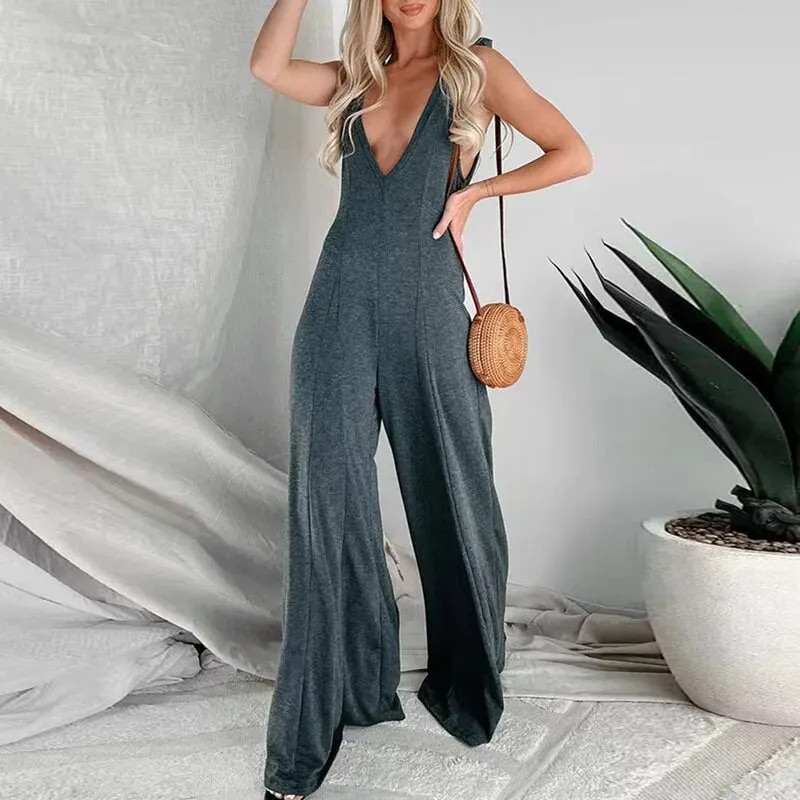Heidi-Mode - Jumpsuit mit tiefem V-Ausschnitt für Damen