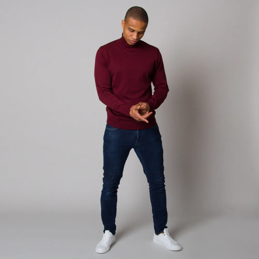 Herren-Rollkragenpullover in bordeauxrot 12315