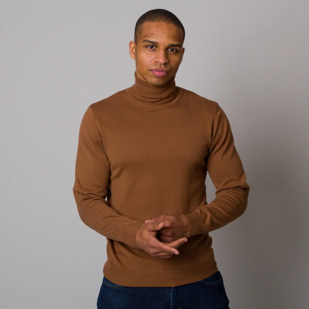 Herren-Rollkragenpullover in Braun 12316