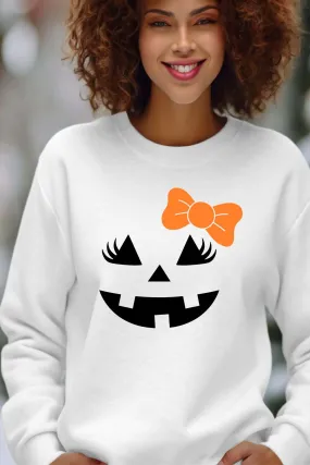 Kürbisgesichtsknoten – Damen-Sweatshirt mit Rundhalsausschnitt