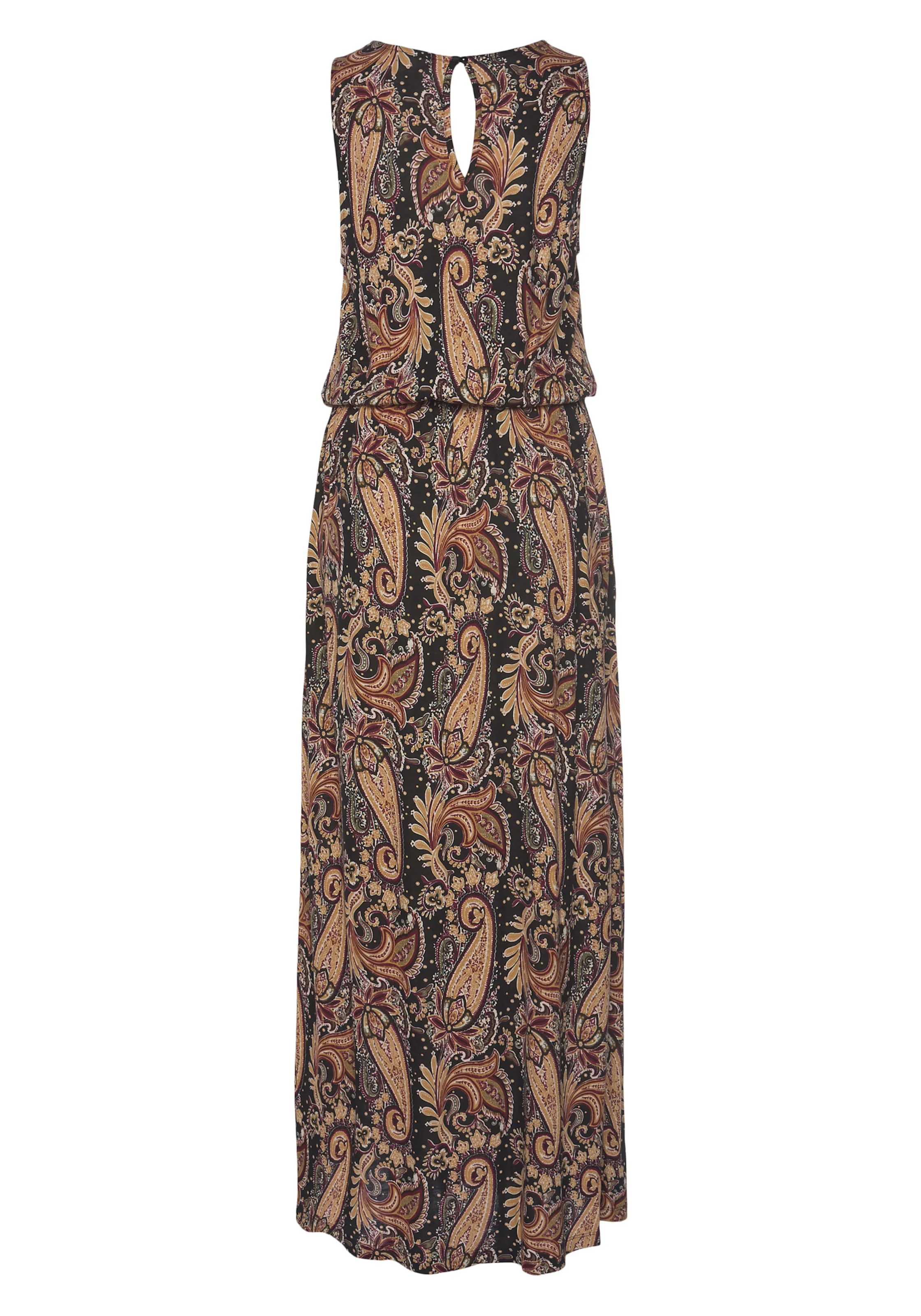 LASCANA Maxikleid in schwarz-curry-bedruckt