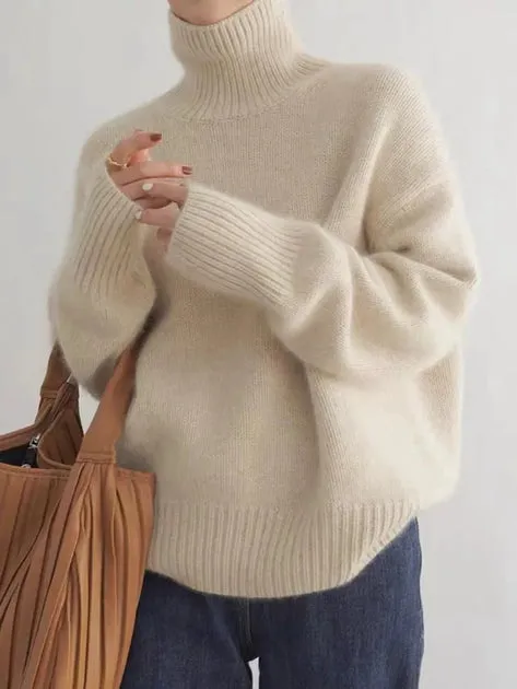 Linen Kaschmir-Rollkragenpullover Khaki / 3XL