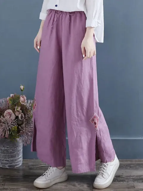 Mallory | Bestickte Hose mit geteiltem weitem Bein