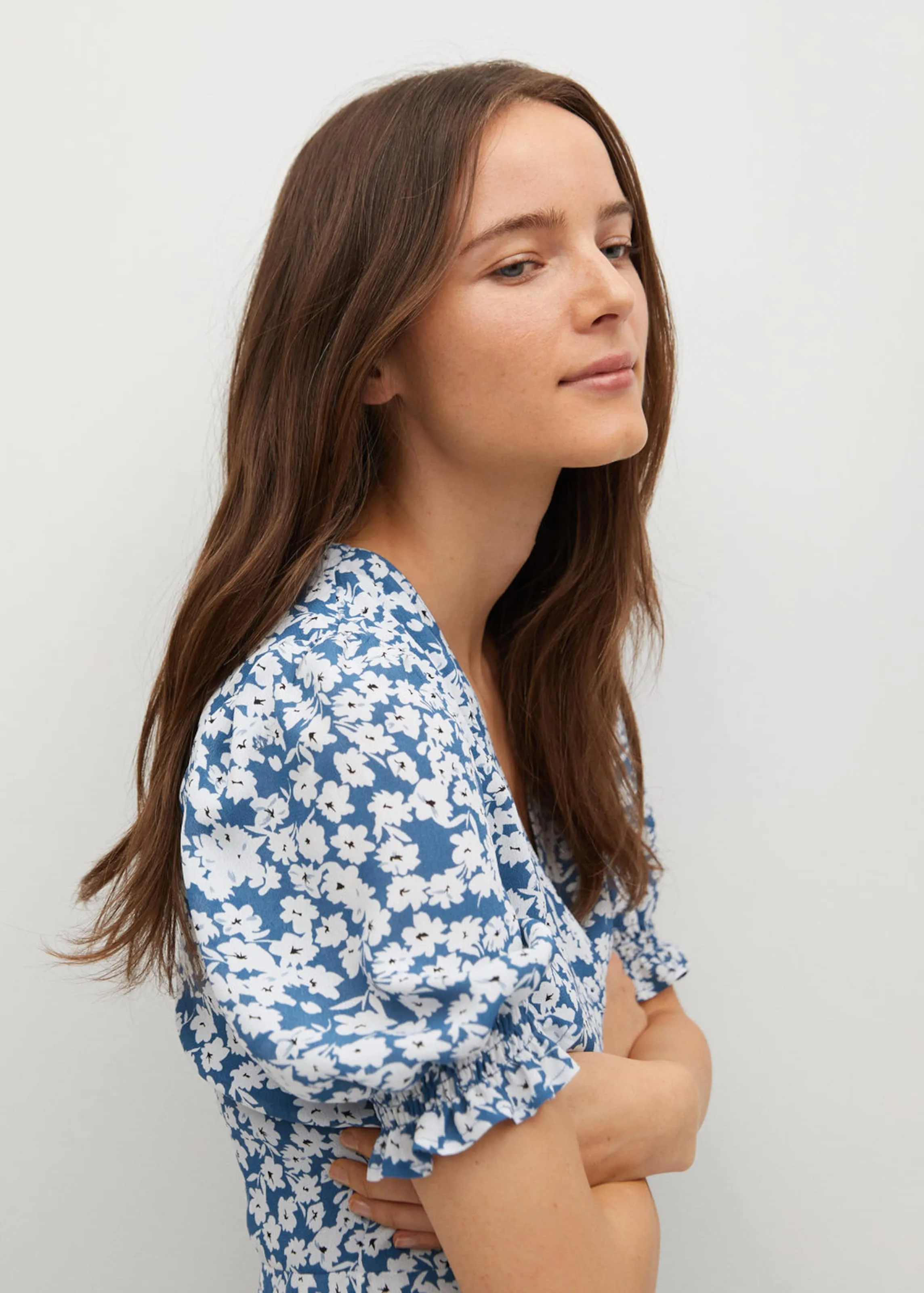 MANGO Jumpsuit in Blau, Weiß