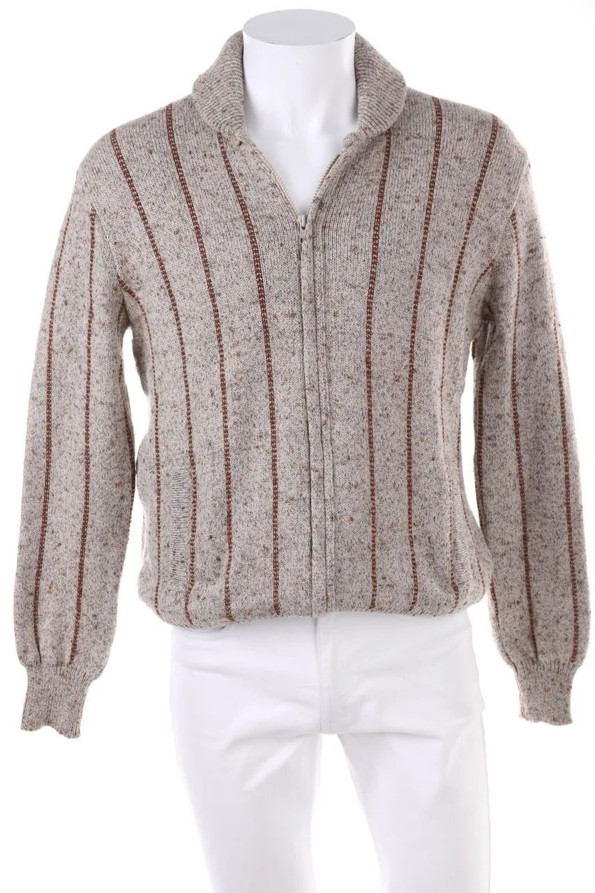 MODE MONTE CARLO - Vintage-Zipper-Cardigan mit Streifen aus Woll-Mix - 56