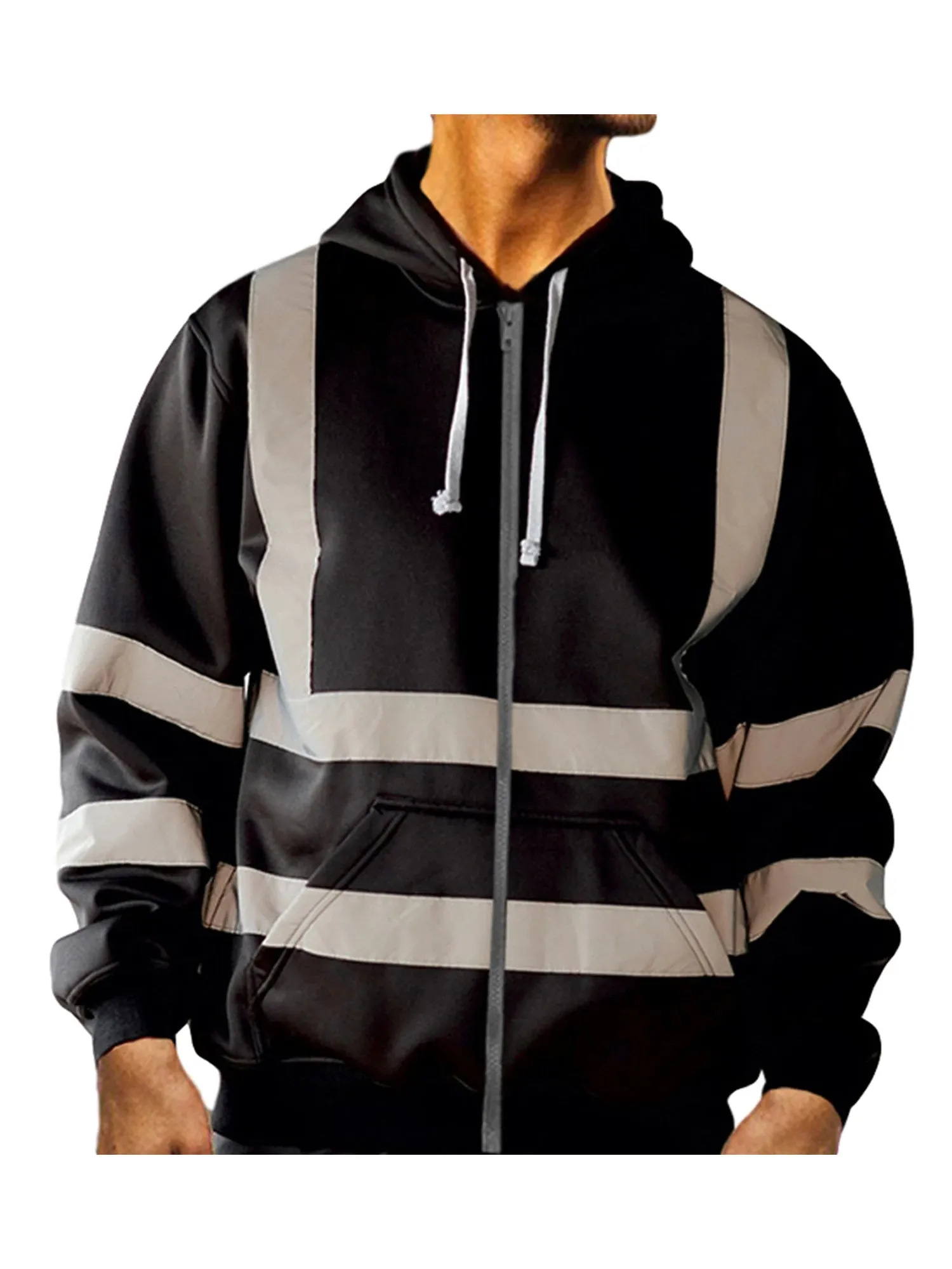 Nikolaus | Herren Sicherheitsjacke mit Kapuze und Reißverschluss, Refl