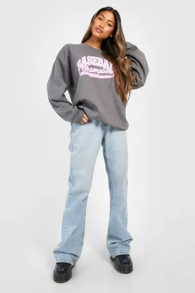 Oversize Sweatshirt mit Baseball-Slogan