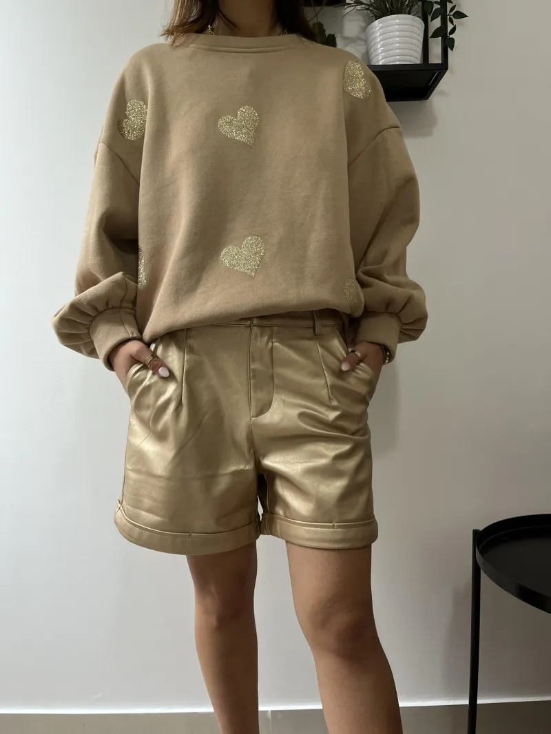 Sweatshirt mit goldenem Herzdruck