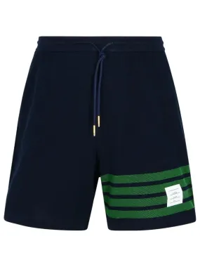   Thom Browne  4 Bar Navy Cotton Bermuda Shorts Blue  Legere Shorts 
