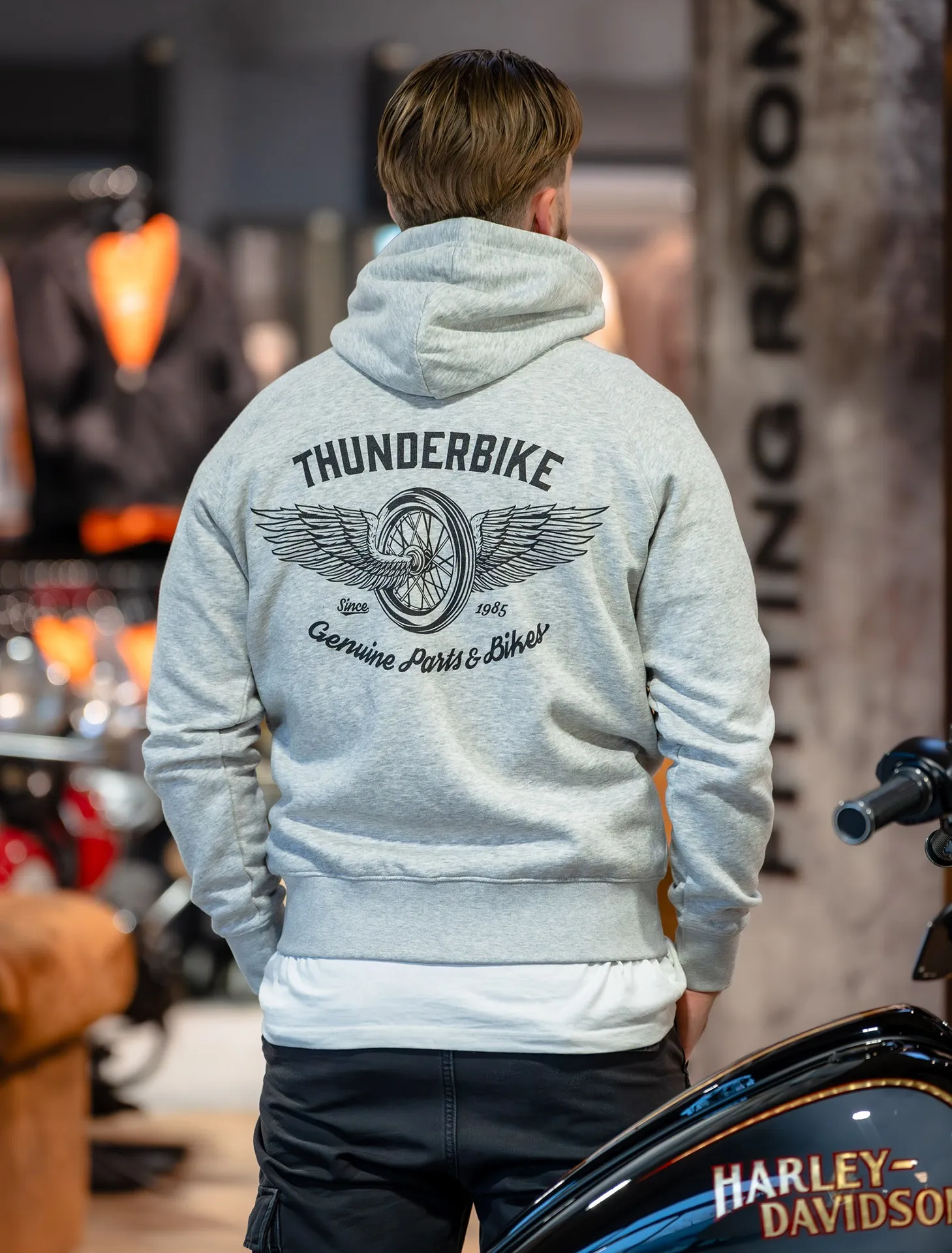 Thunderbike Zip Hoodie Flying Wheel 2.0 grau meliert
