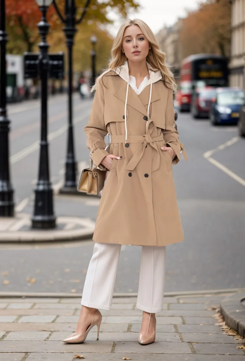 Trenchcoat mit Kapuze